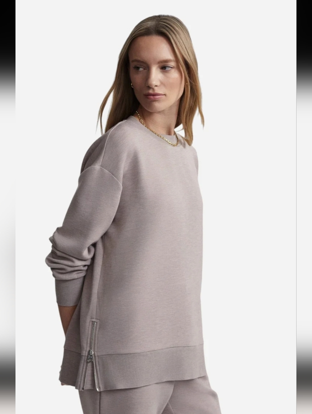 Varley Gabriella Sweat in Taupe Marl